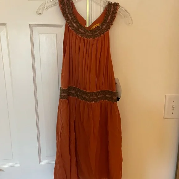 Alice + Olivia | Dresses | Alice Olivia Beaded Orange Silk Sleeveless Mini  Dress Small | Poshmark